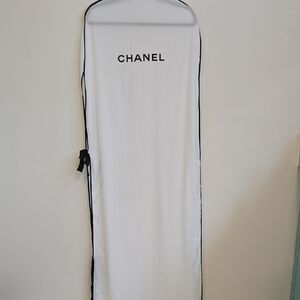 CHANEL White and Black Garment Bag
